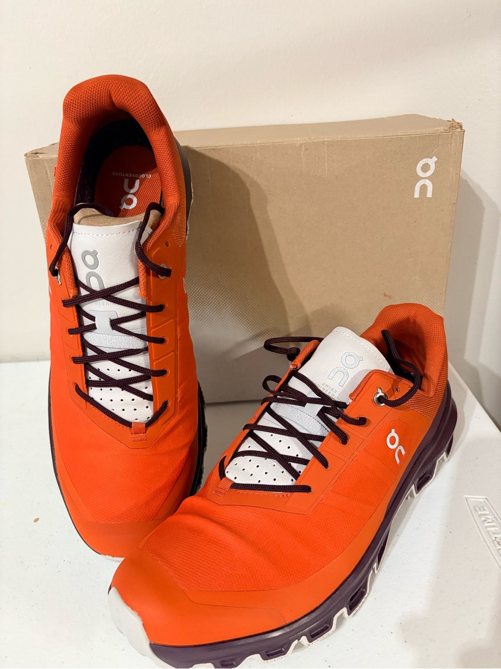On Running Men’s Athletic Shoes — Bright Orange with Black Accents